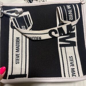 Steve Madden Black and Cream Crossbody Bag